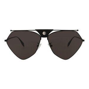 Alexander McQueen Unisex Aviator Black Black Grey Fashion Designer Eyewear